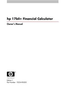 Hewlett Packard HP 17BII Plus Financial manual. Camera Instructions.